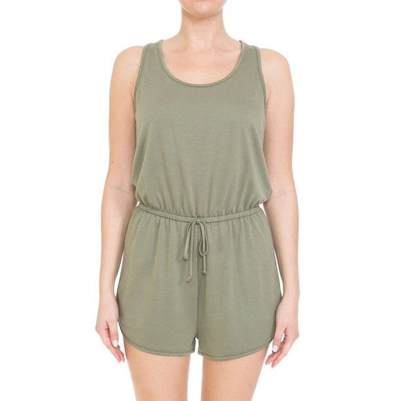 Dolphin Hem French Terry Sleeveless Racerback Romper - Romper - Racerback - Picture 3 of 6
